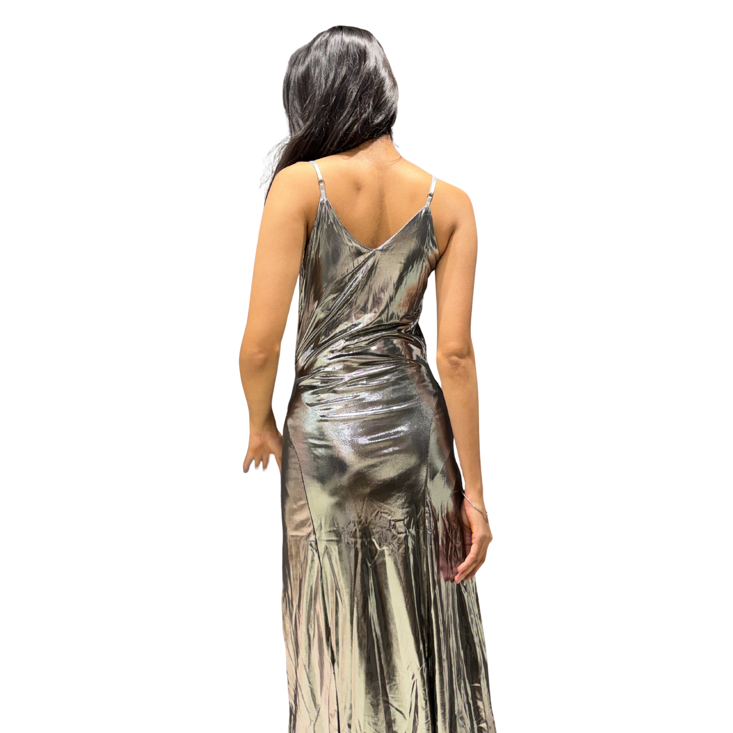 Liquid Silver Satin Maxi Dress – Elegant Slip Silhouette