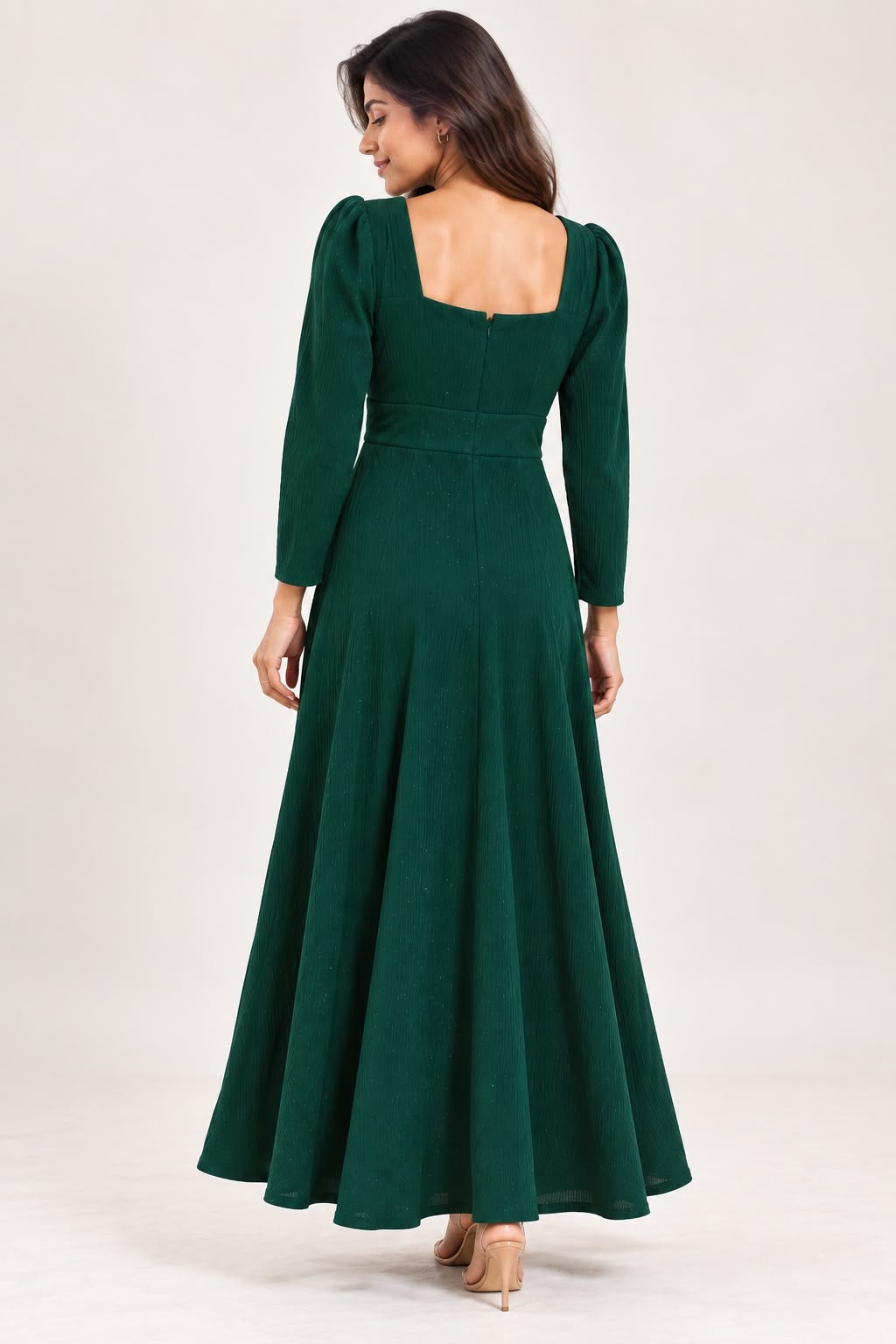 Green Pleated Maxi Dress