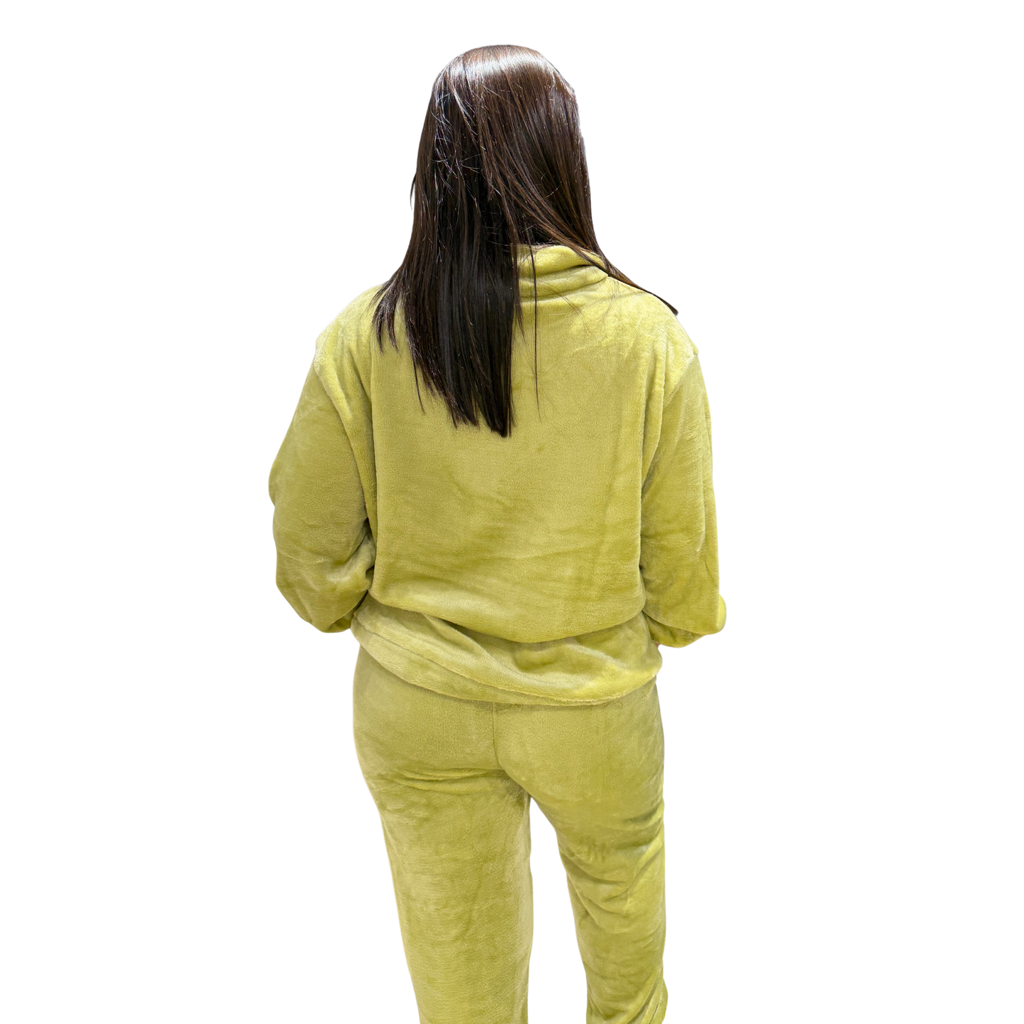 Olive Plush Velour Co-Ord Set | Women’s Zip-Up Lounge & Tracksuit Set