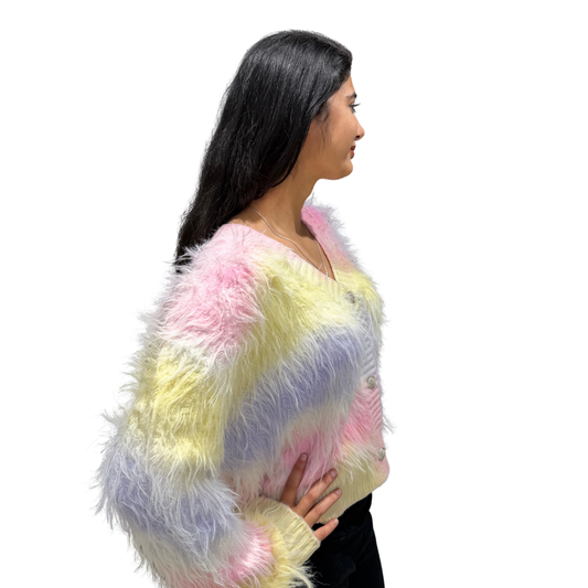 Fur multi color cardigan