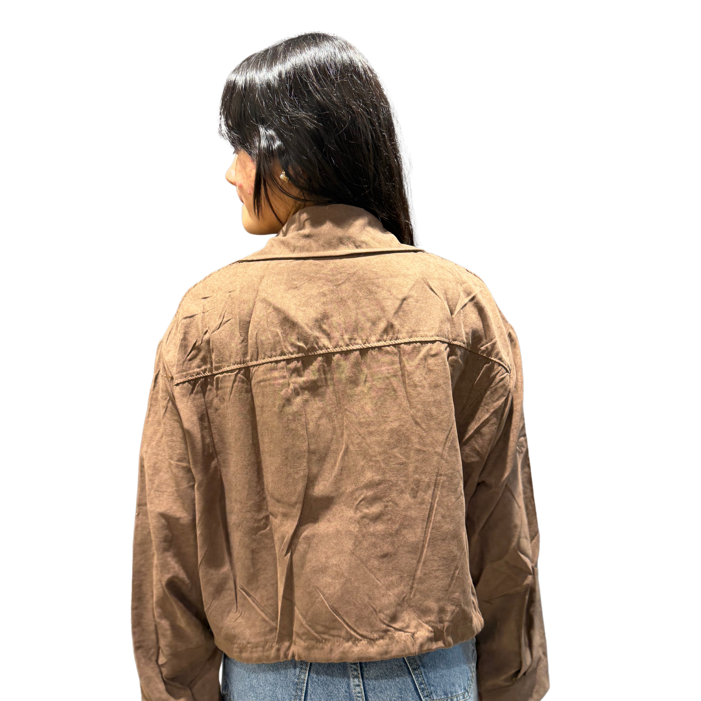 Cropped Utility Shacket with tank top
