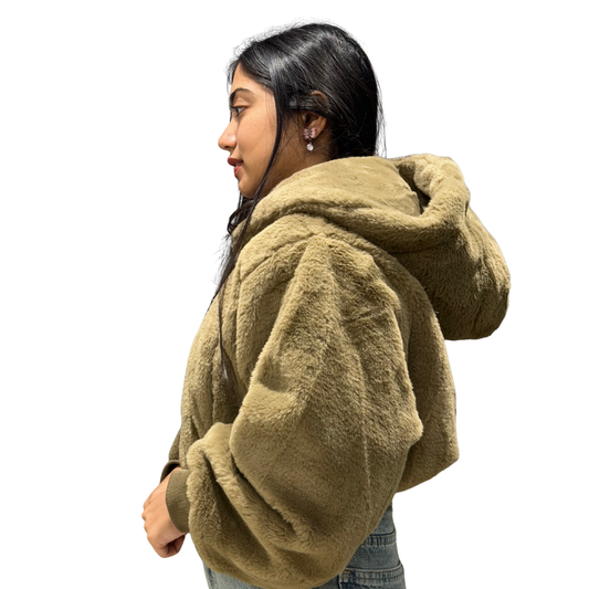 Cozy Teddy Fur Hoodie – Oversized Winter Zip-Up Jacket