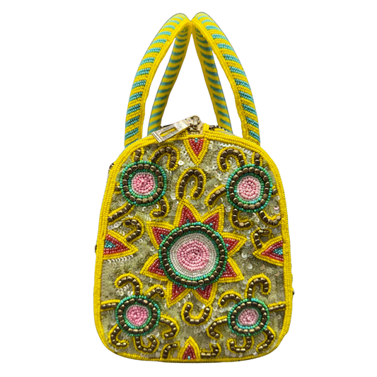 Handcrafted Beaded Heart & Sunburst Mini Handbag