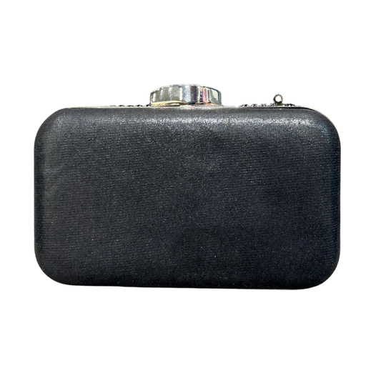 Black Crystal Embellished Clutch Bag