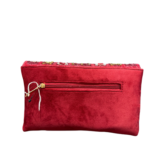 Royal Red Hand-Embroidered Ethnic Clutch Bag