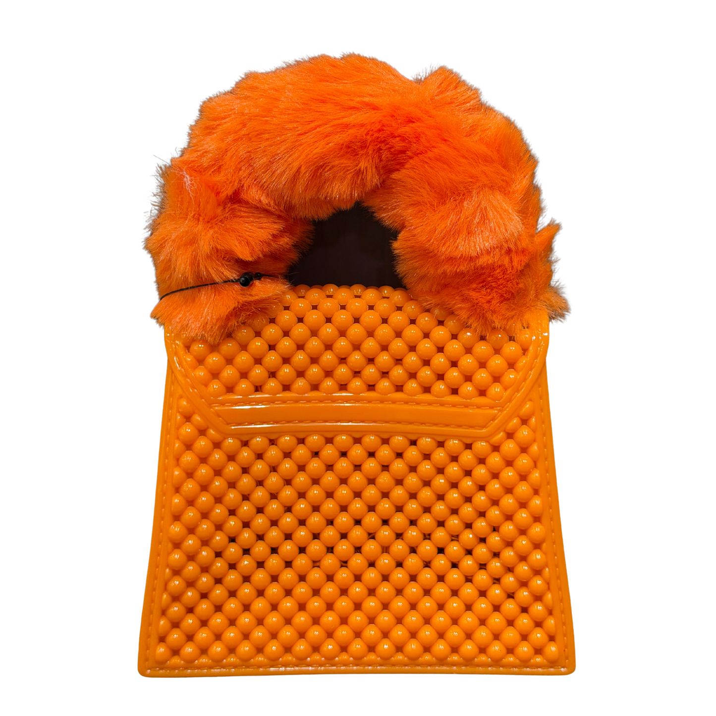 Beaded Mini Handbag with Faux Fur Handle