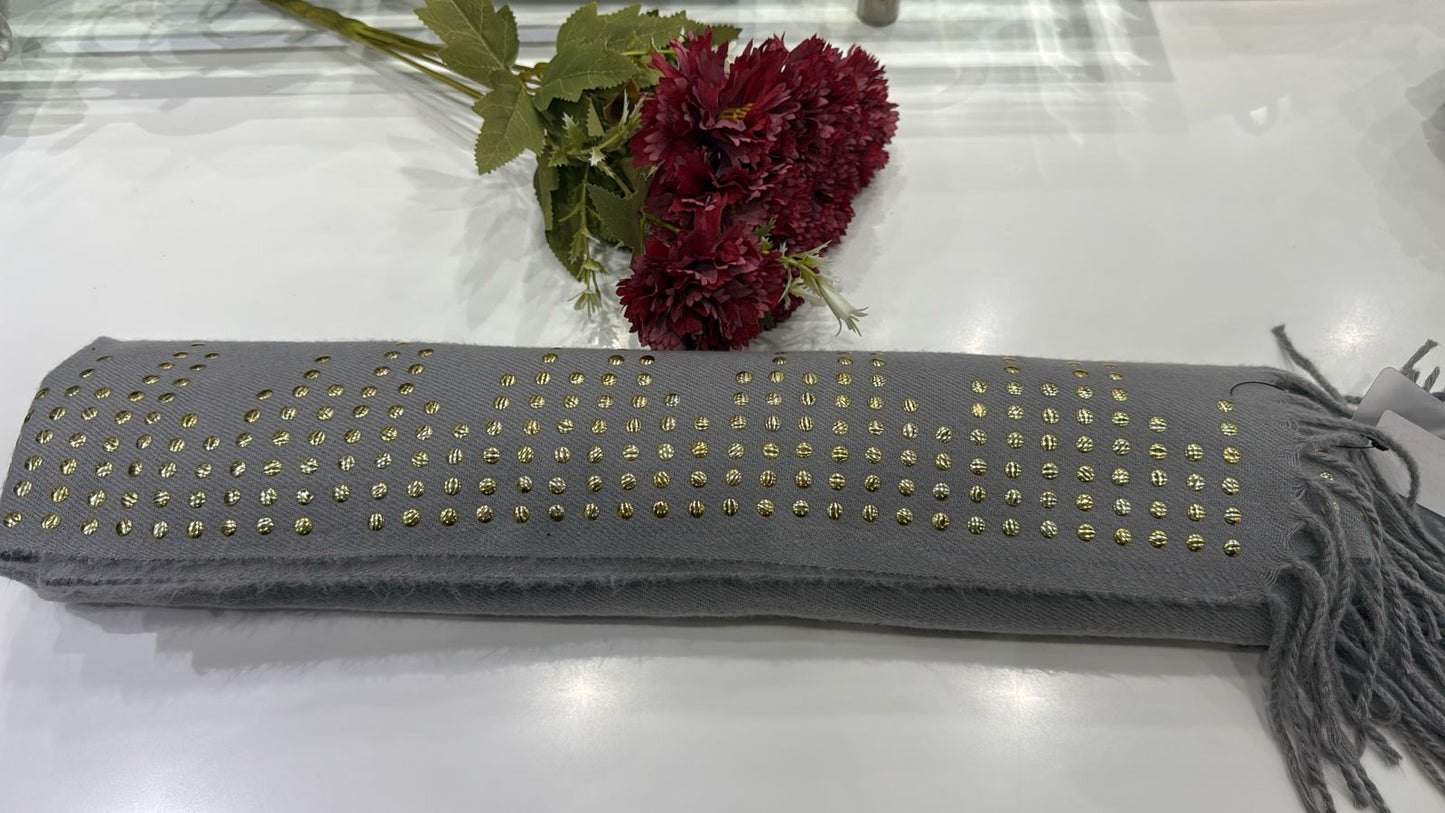 Luxury Grey Studded stol with Gold Embellishments