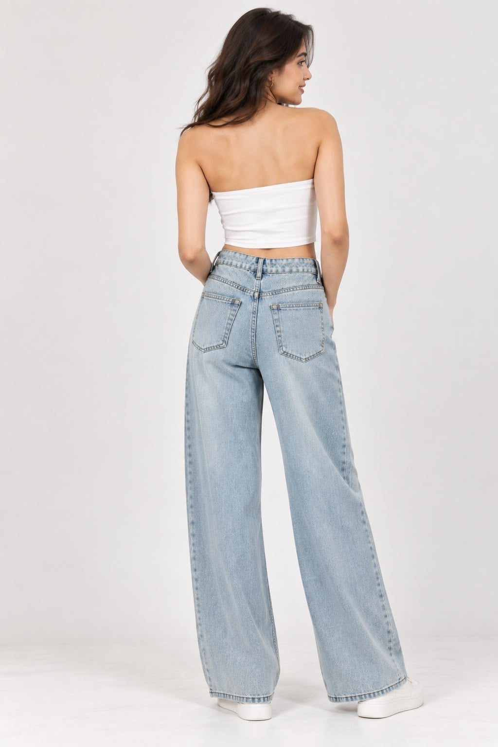 Light Blue High-Waist Wide-Leg Jeans