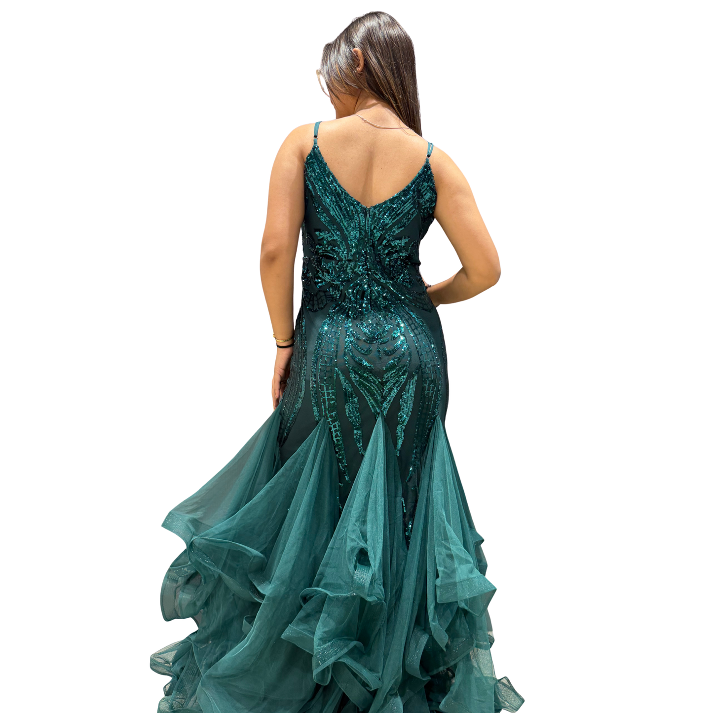 Emerald Green Embellished Mermaid Gown | Luxury Evening & Party Dress