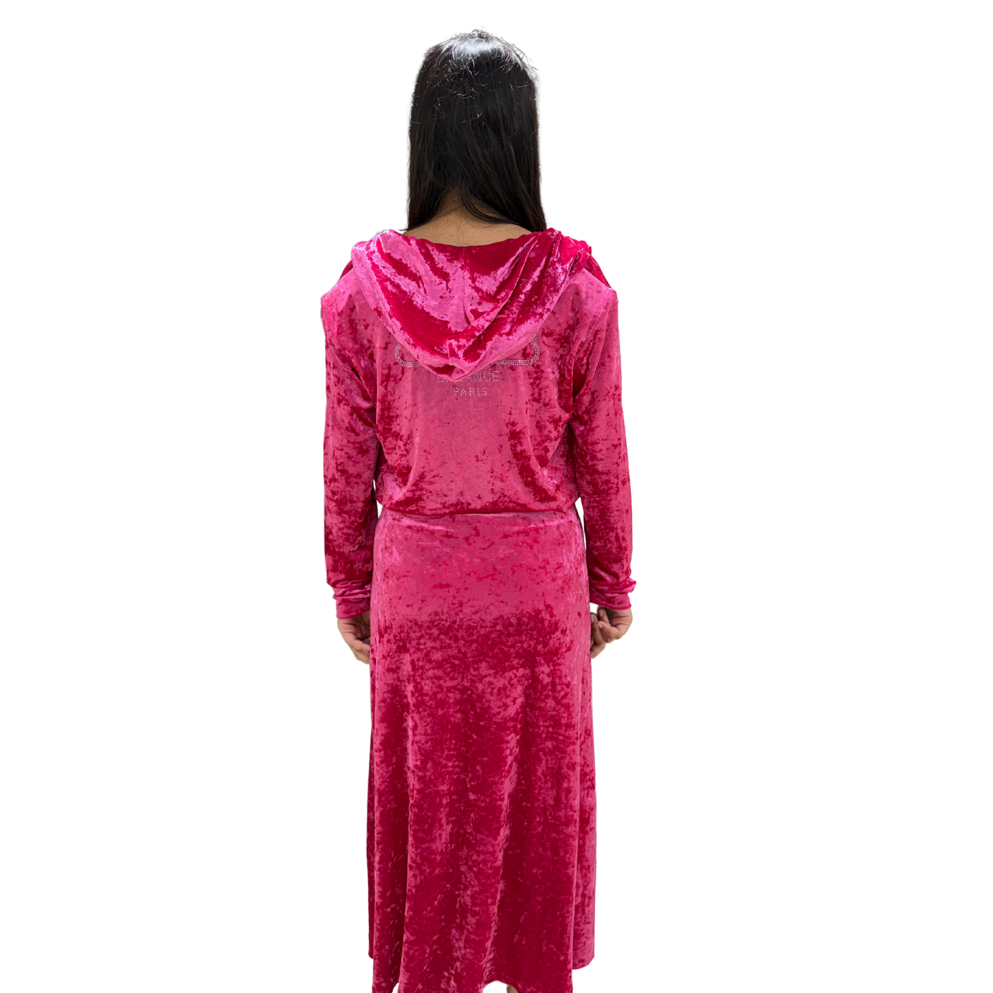 Velvet Blossom Pink Maxi Dress With Shrug Set