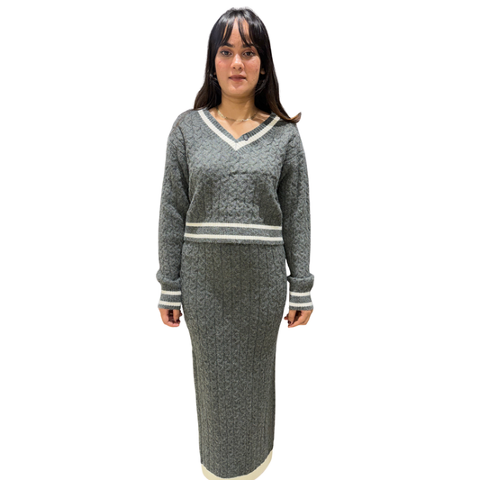 Cozy Cable-Knit Two-Piece Midi Set