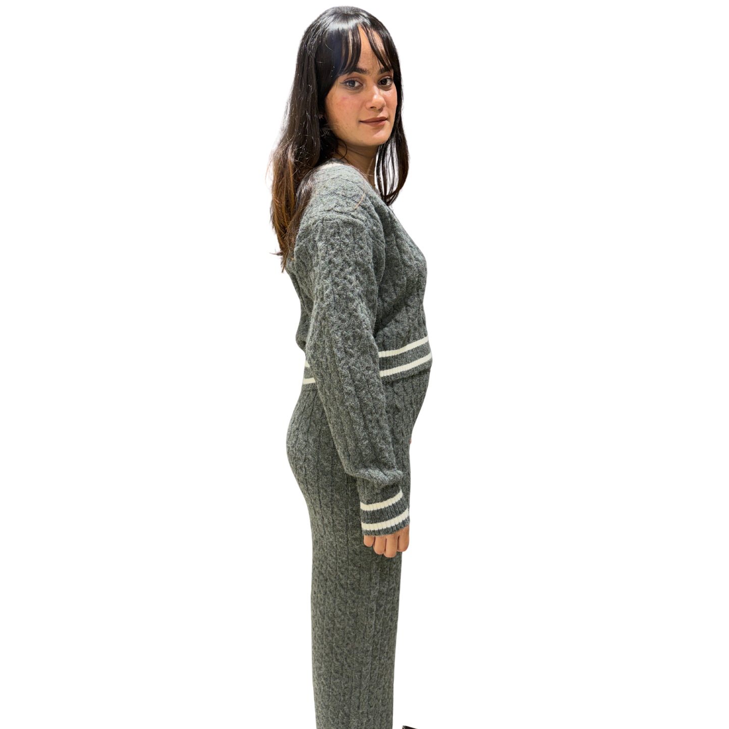 Cozy Cable-Knit Two-Piece Midi Set