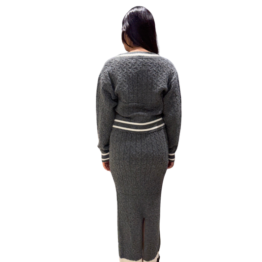 Cozy Cable-Knit Two-Piece Midi Set