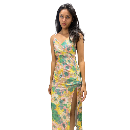 Aurora Bloom Floral Slit Maxi Dress