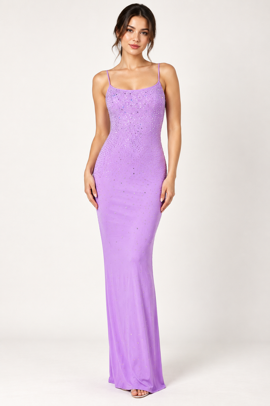 Lavender Embellished Strappy Maxi Dress - The Style Story