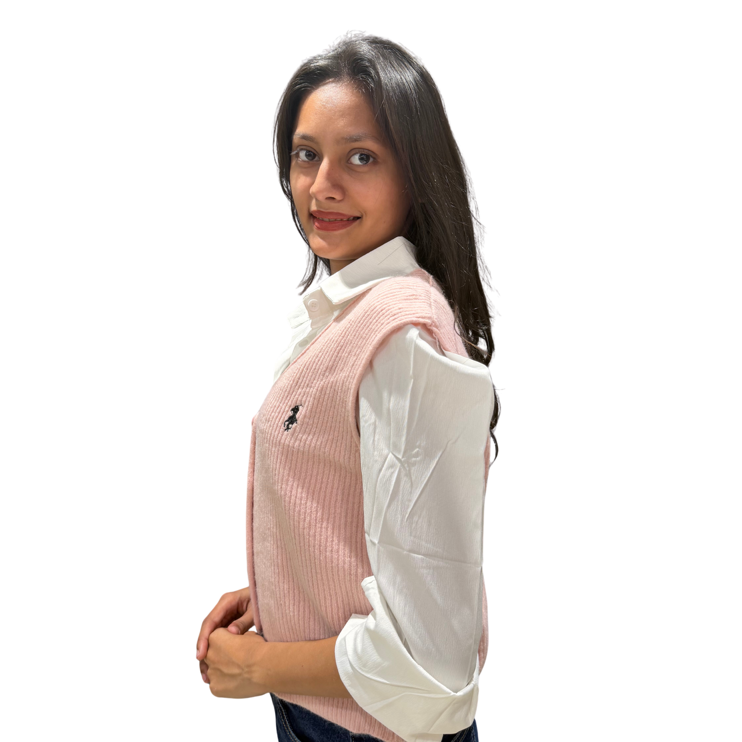 Korean Style Shirt with Knitted Cardigan Vest