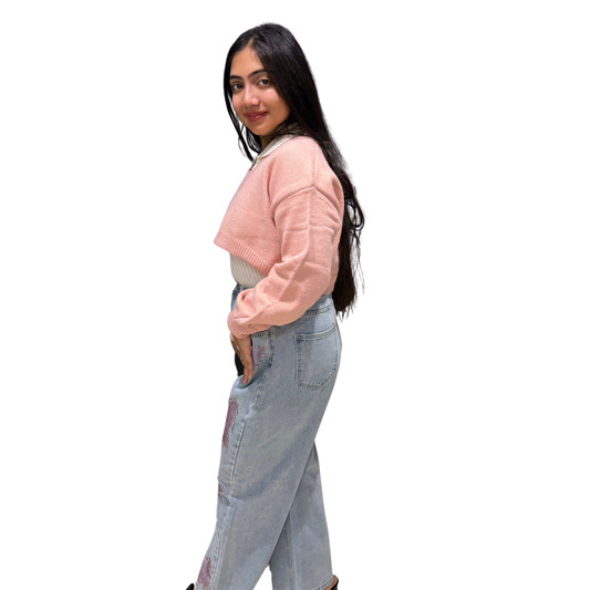 Blush Heart Embellished Wide-Leg Jeans | Women’s High-Waist Denim