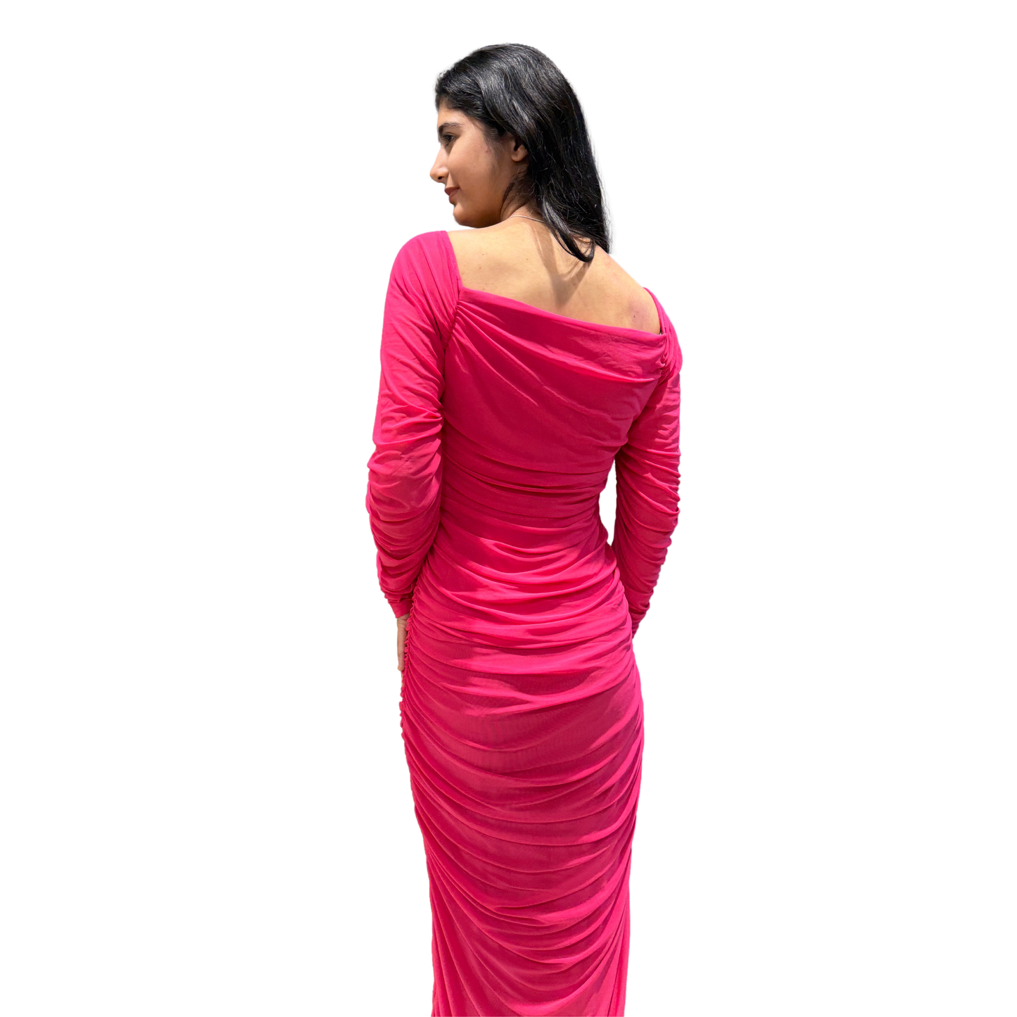 Scarlet Elegance Ruched Evening Gown