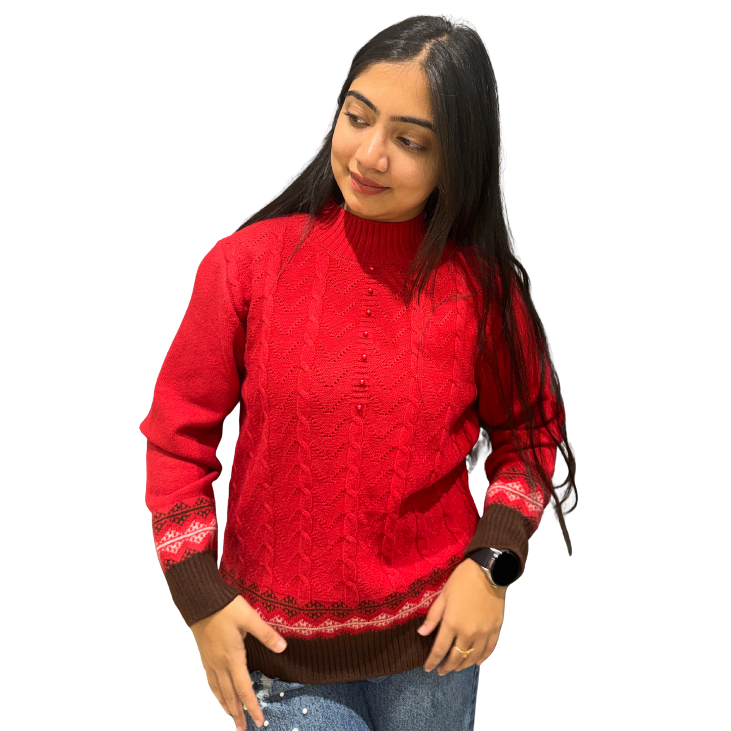 Ruby Fair Isle Knit Sweater  | Winter Cable Knit Pullover