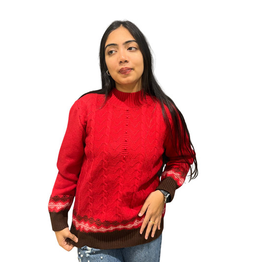 Ruby Fair Isle Knit Sweater  | Winter Cable Knit Pullover