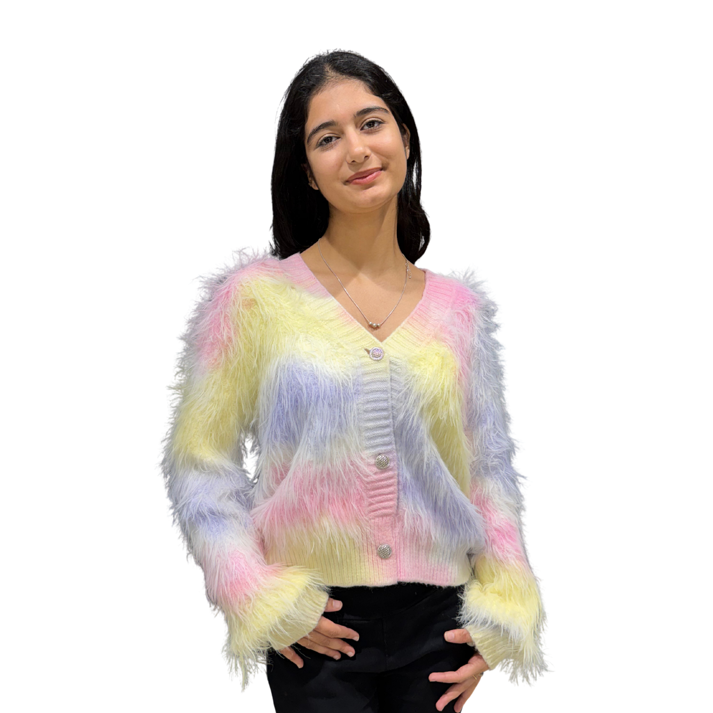 Fur multi color cardigan