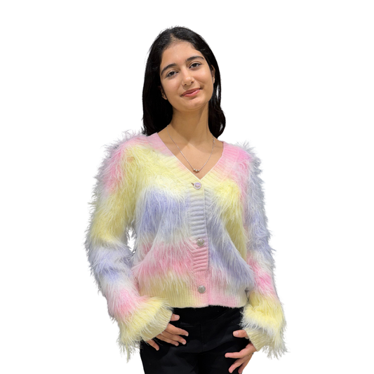 Fur multi color cardigan