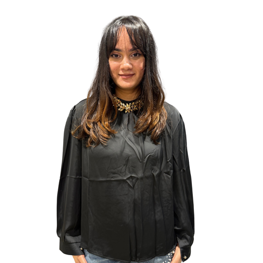 Embellished Neck Satin Top