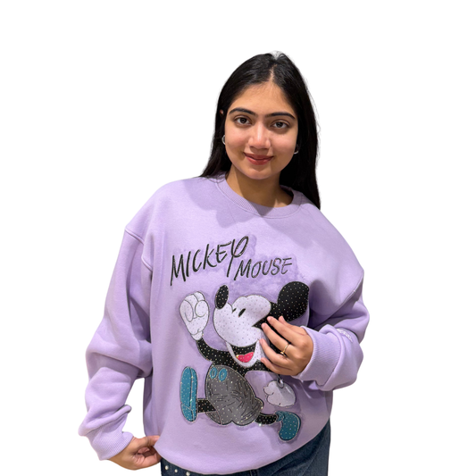 Mickey Mouse Graphic Sweatshirt | Oversized Cartoon Sweatshirt