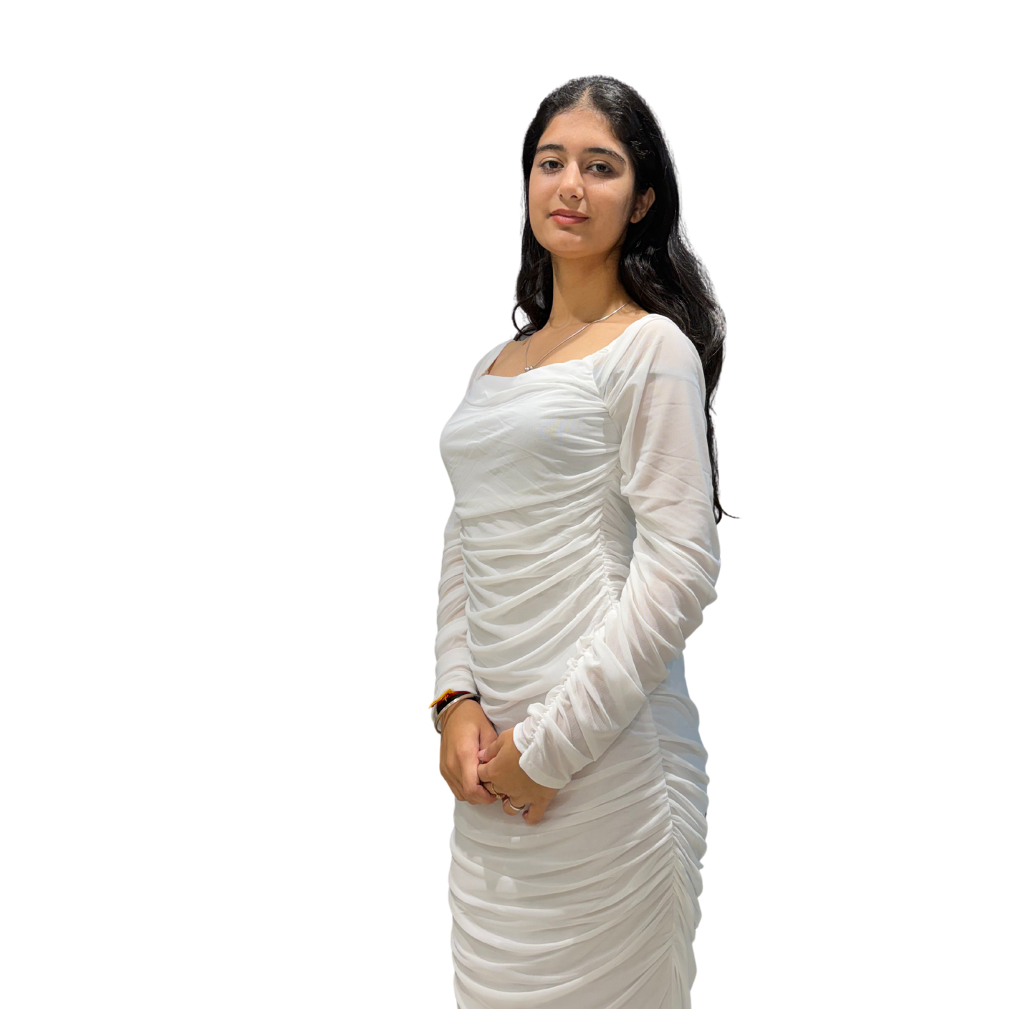 Scarlet Elegance Ruched Evening Gown