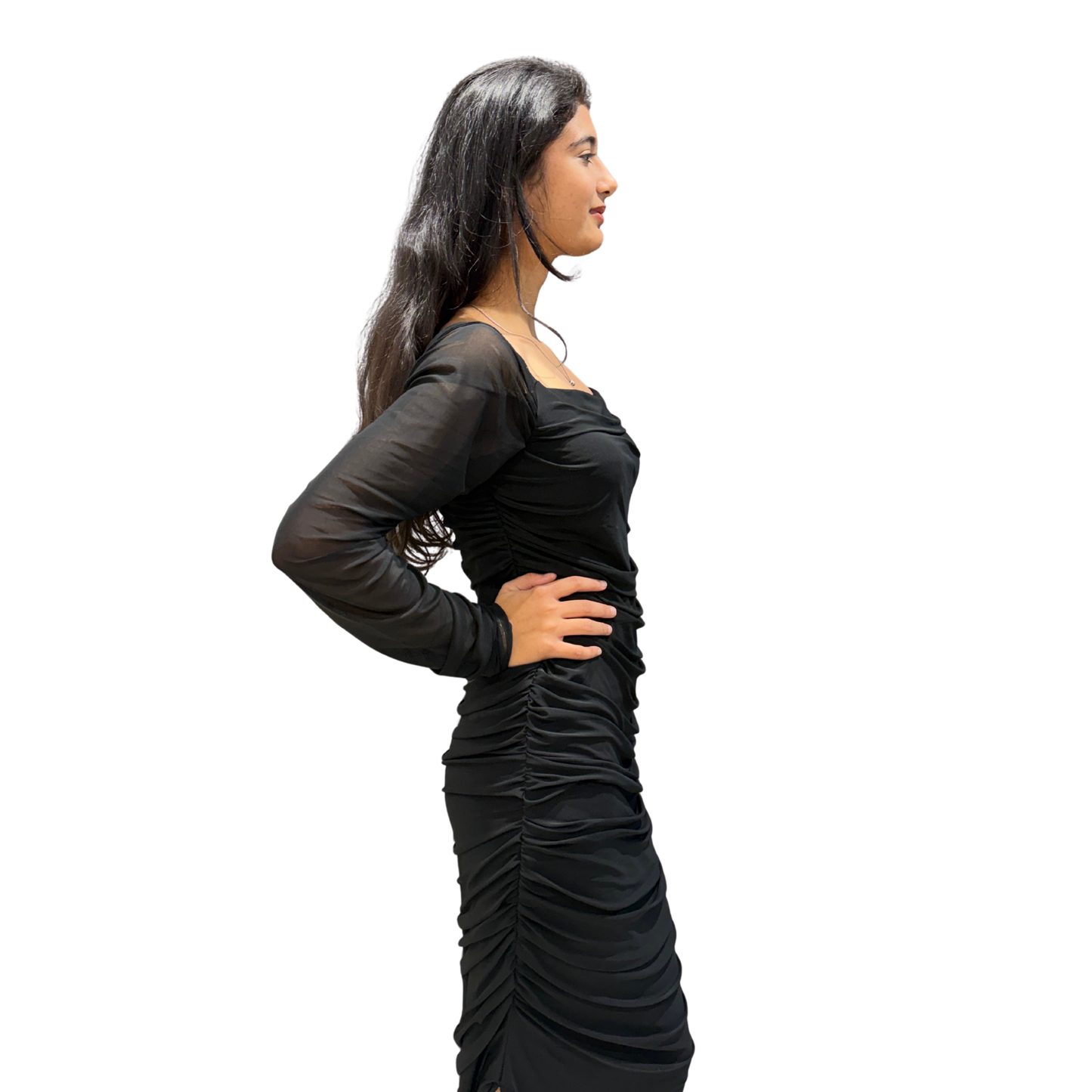 Scarlet Elegance Ruched Evening Gown