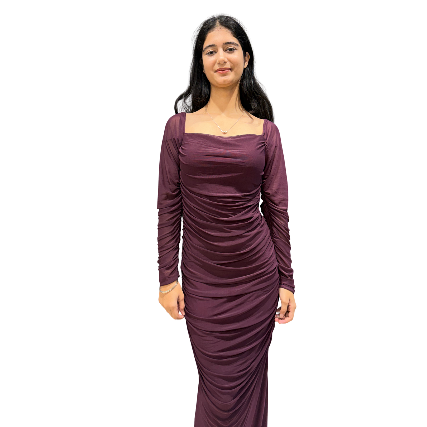 Scarlet Elegance Ruched Evening Gown