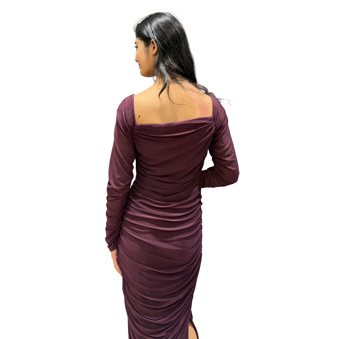 Scarlet Elegance Ruched Evening Gown