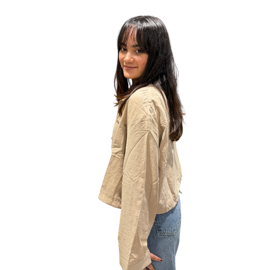 Cropped Utility Shacket with tank top