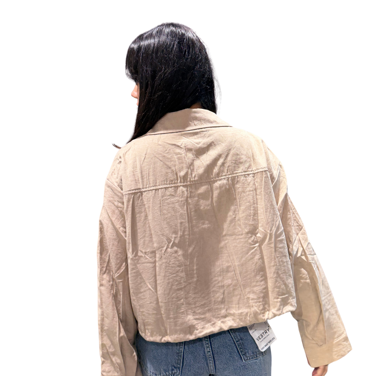 Cropped Utility Shacket with tank top