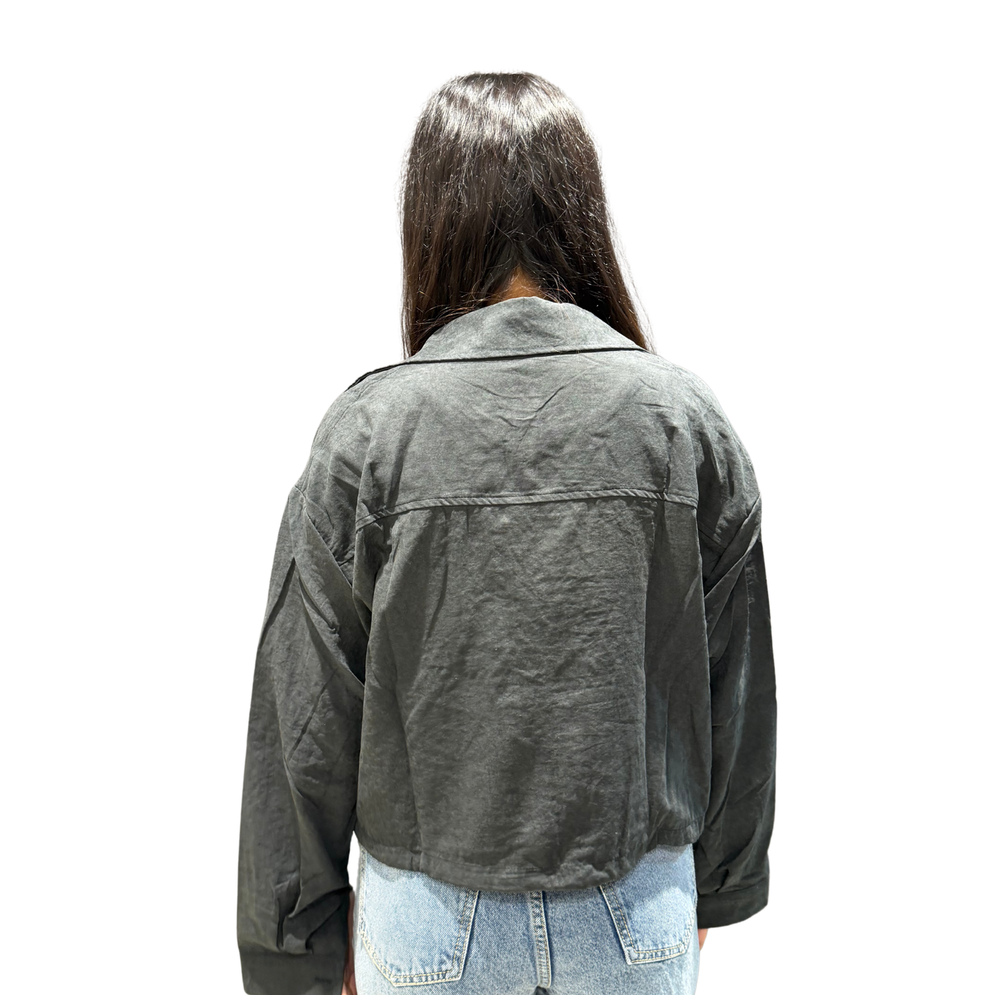 Cropped Utility Shacket with tank top