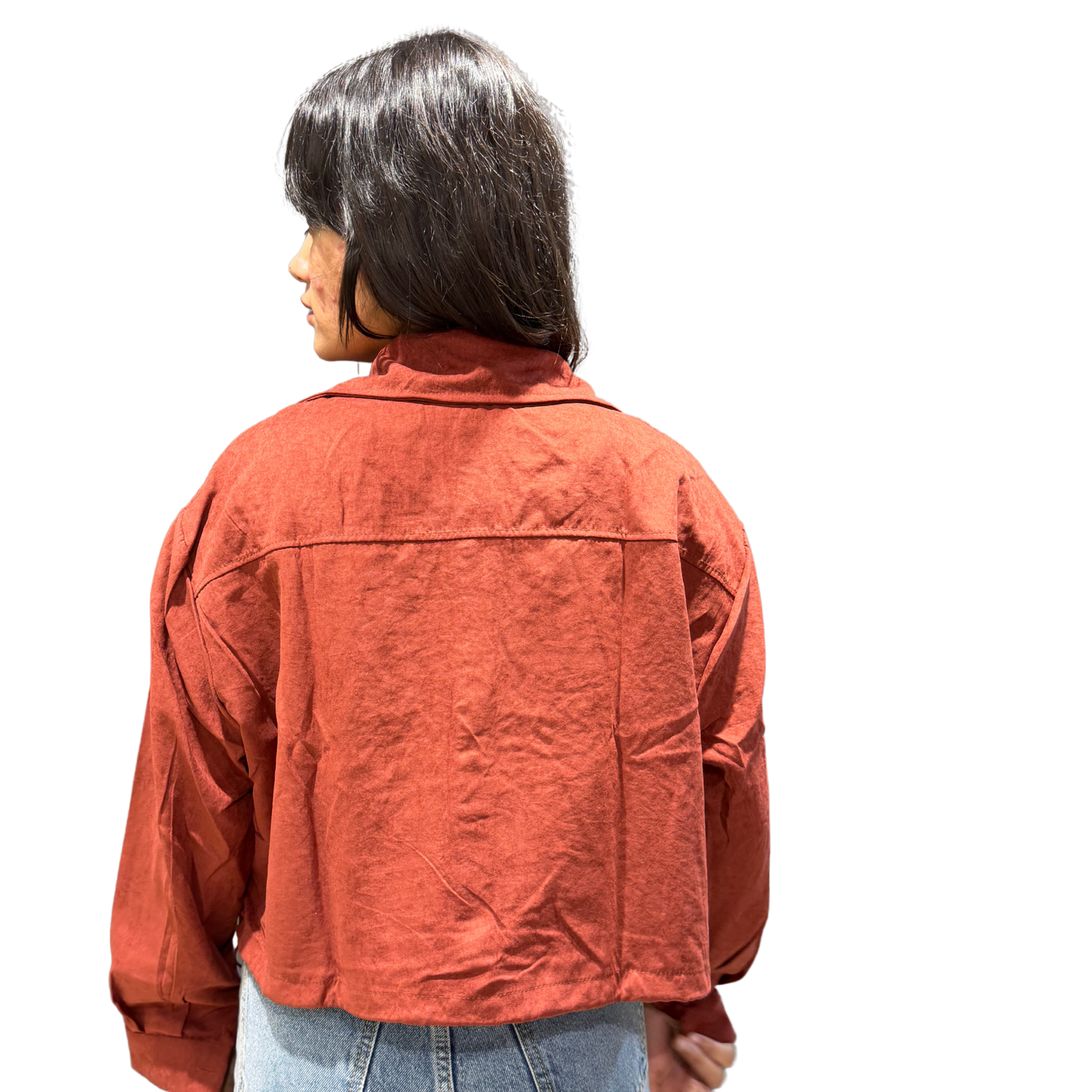 Cropped Utility Shacket with tank top