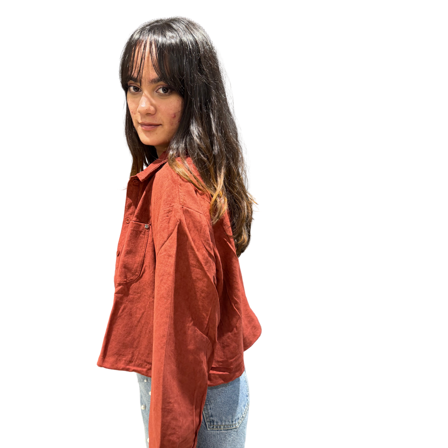 Cropped Utility Shacket with tank top