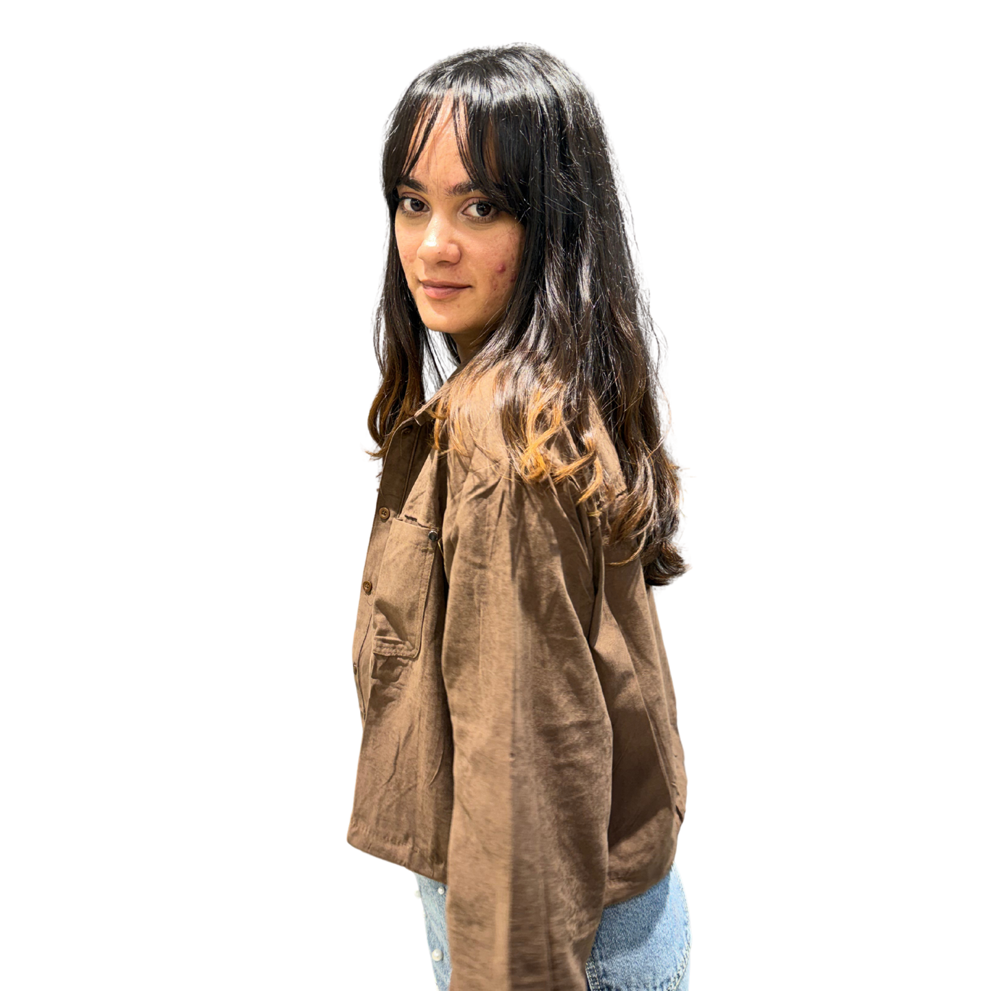Cropped Utility Shacket with tank top
