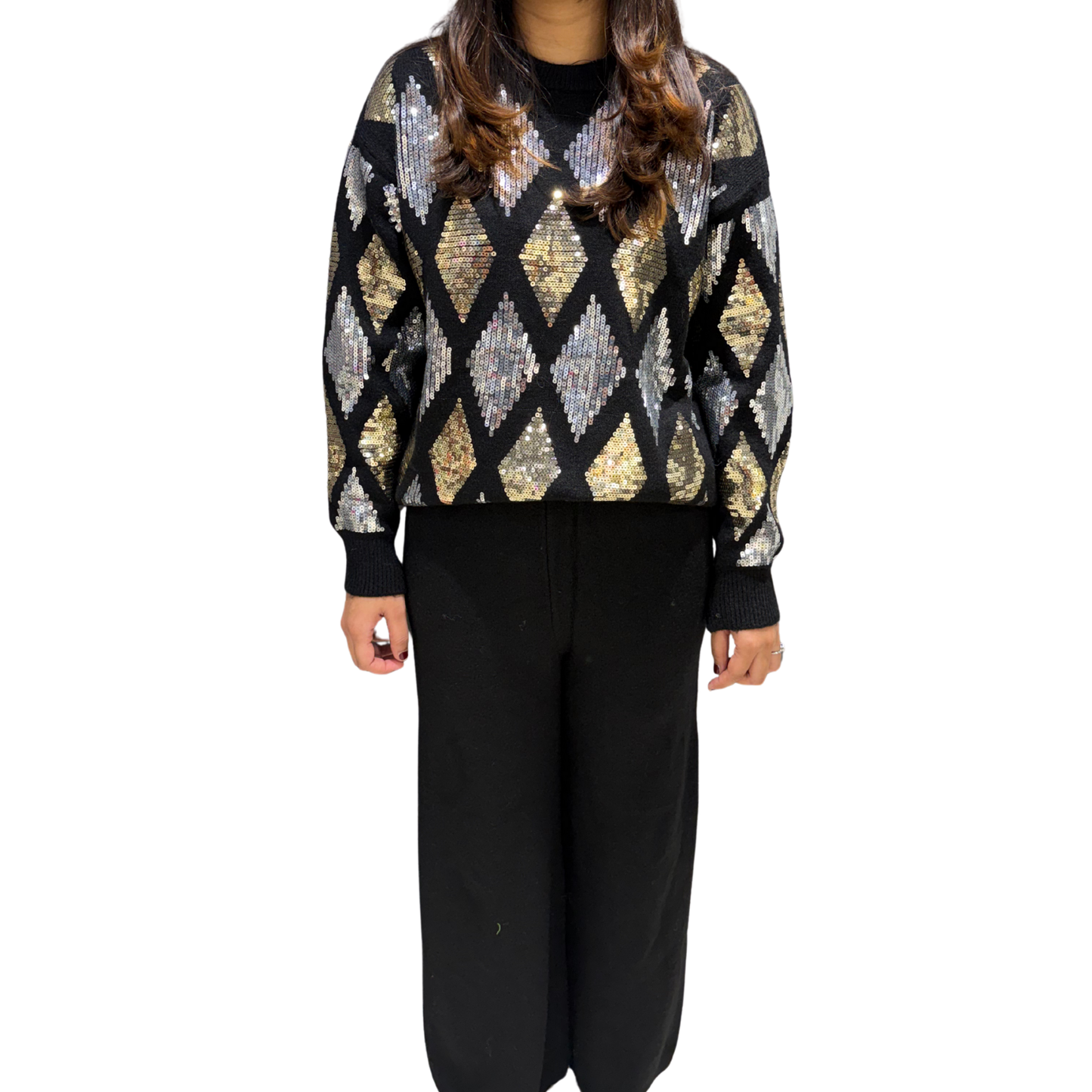 Glitter Grid Woolen Party Co-ord
