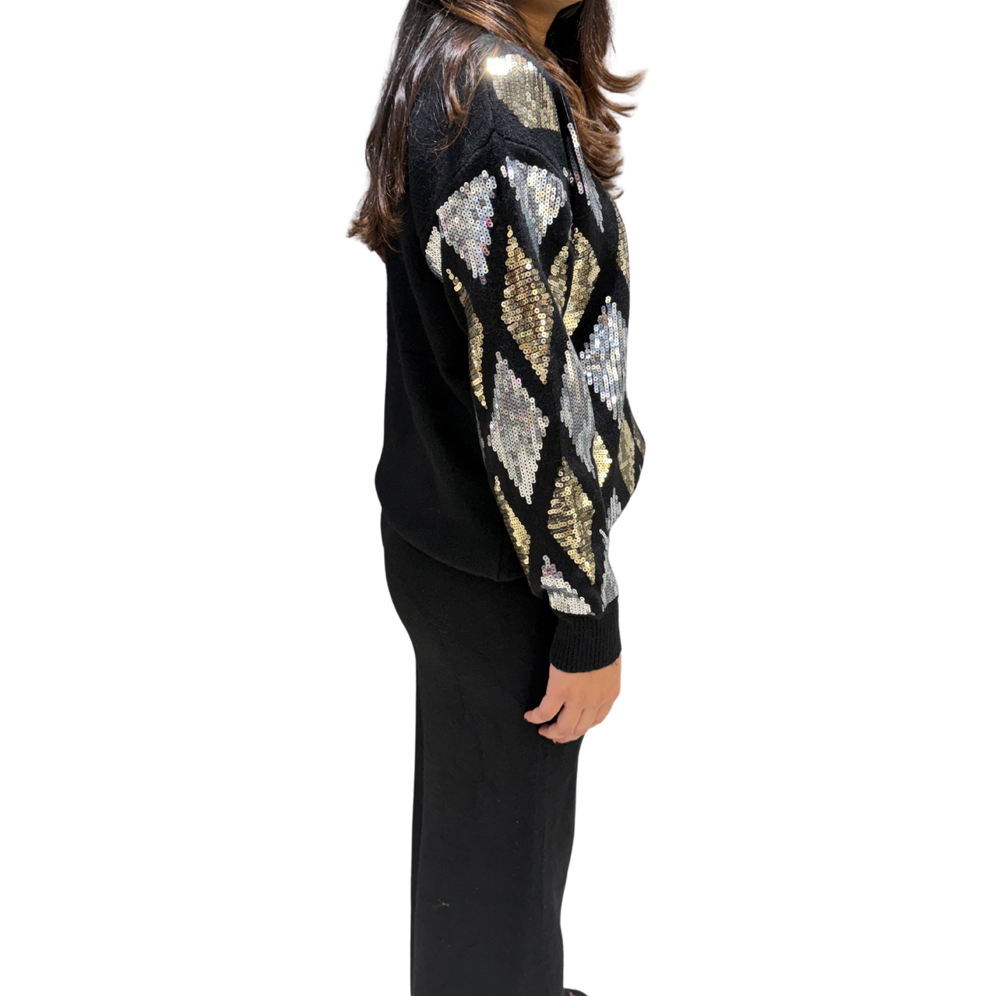 Glitter Grid Woolen Party Co-ord