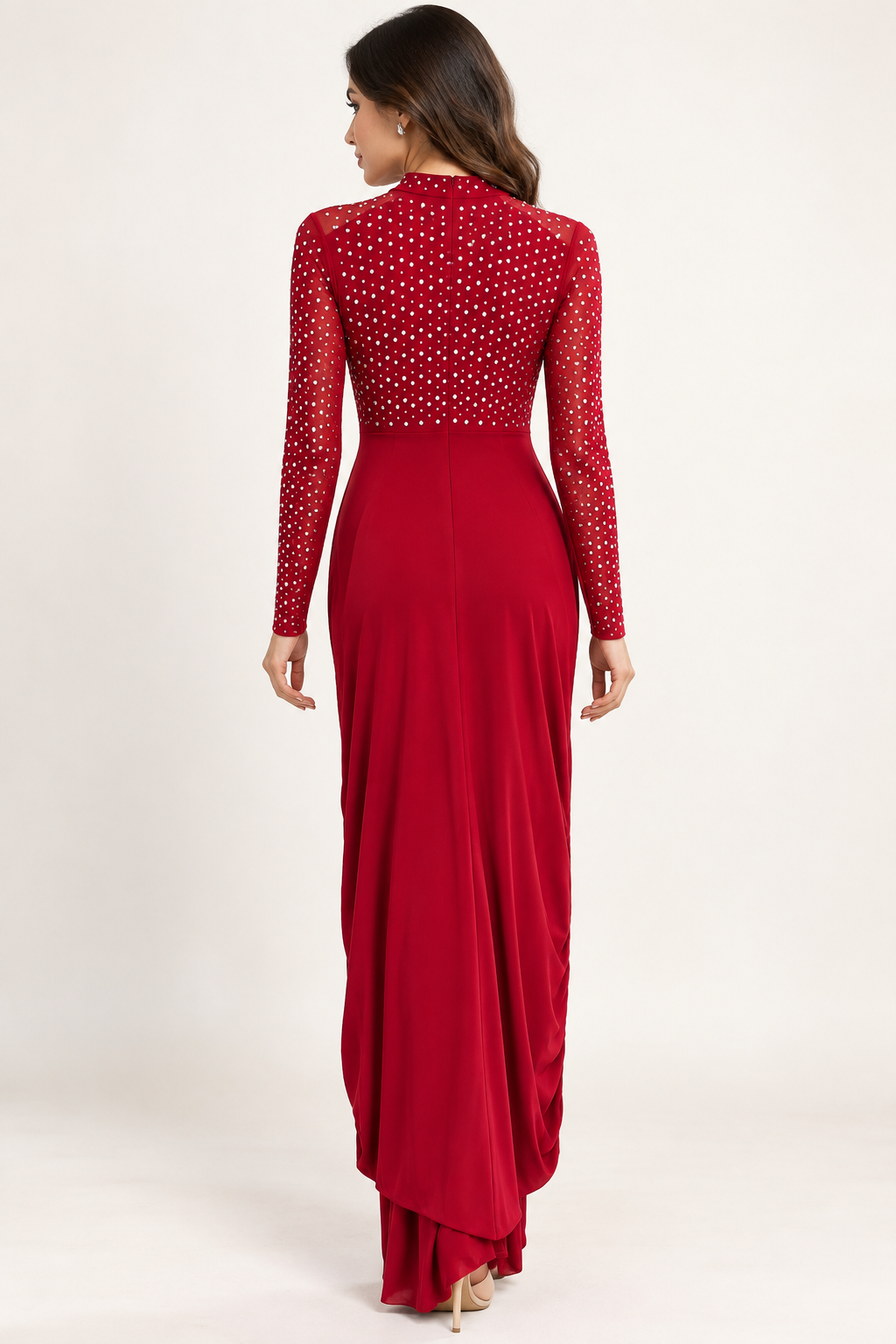Deep Red Embellished Long Dress