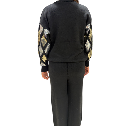 Glitter Grid Woolen Party Co-ord