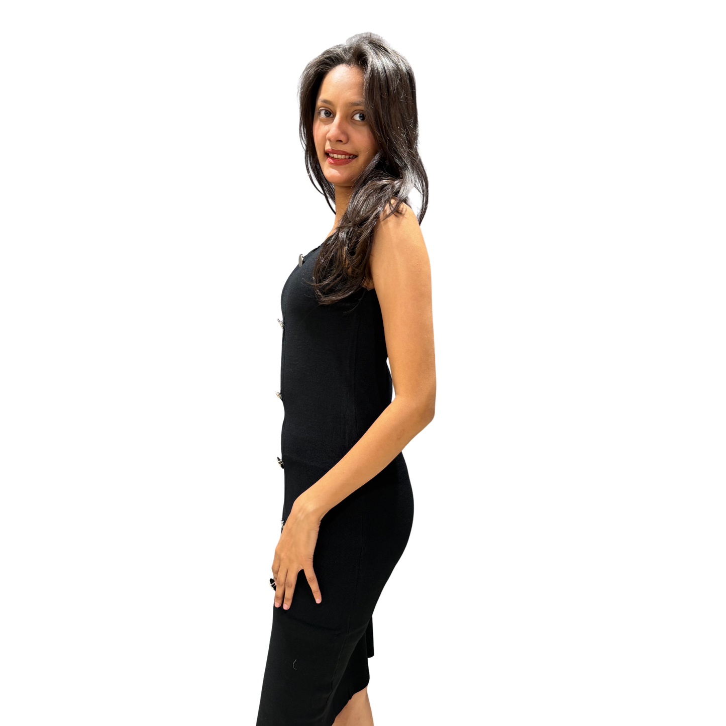 Elegant Midi Dress with Slit