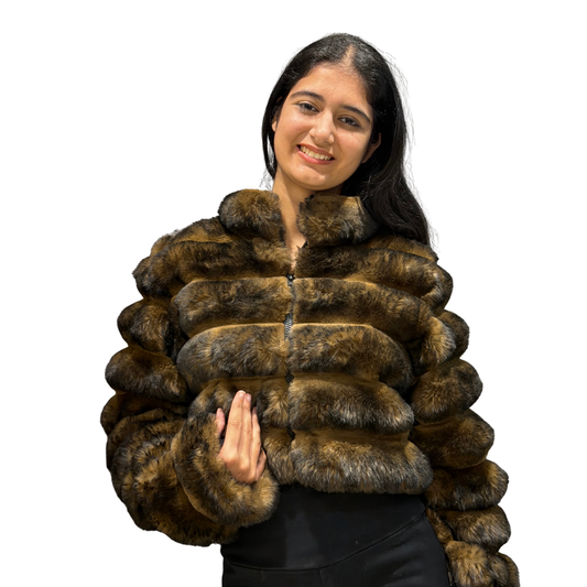 Luxury Brown Faux Fur Bubble Jacket – Winter Premium Edition