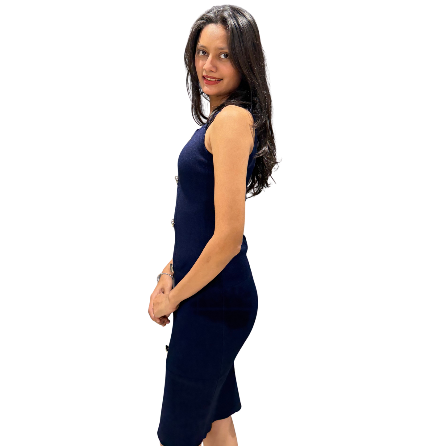 Elegant Midi Dress with Slit