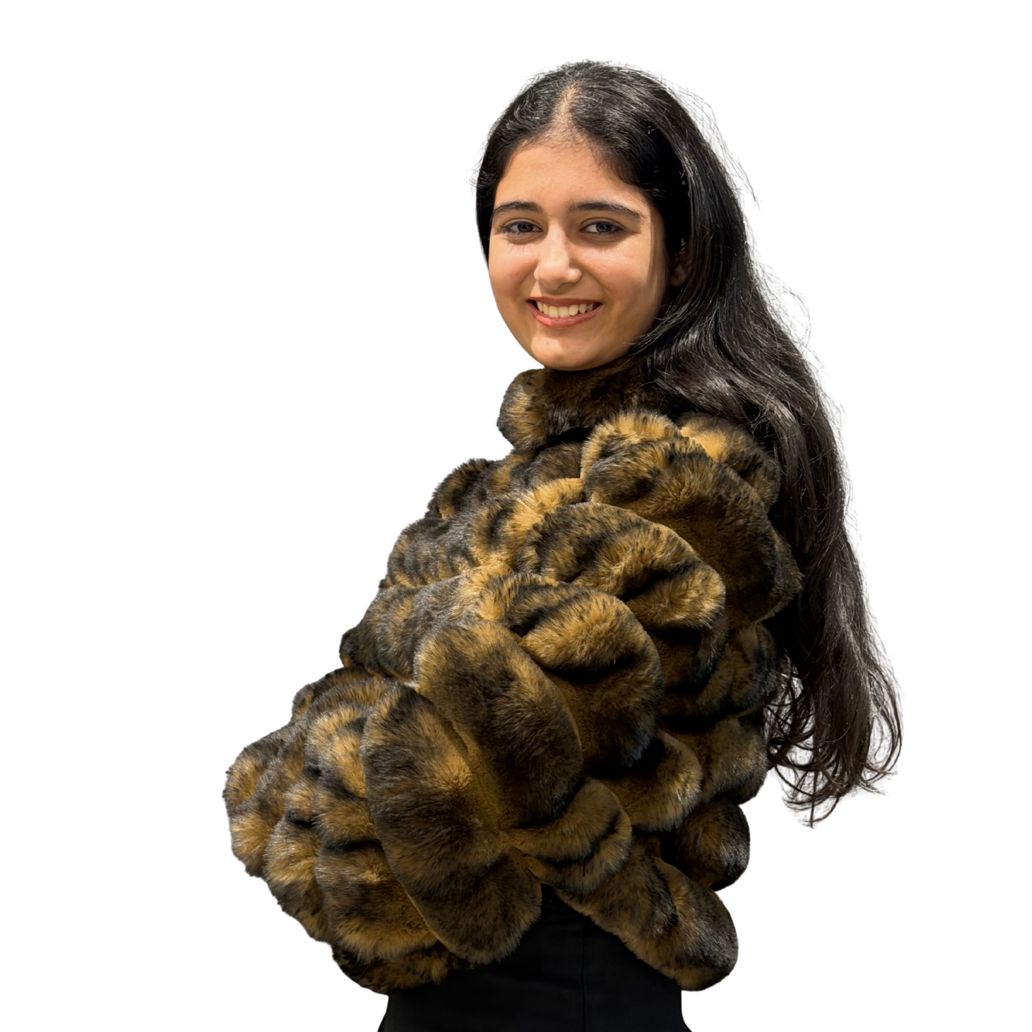 Luxury Brown Faux Fur Bubble Jacket – Winter Premium Edition