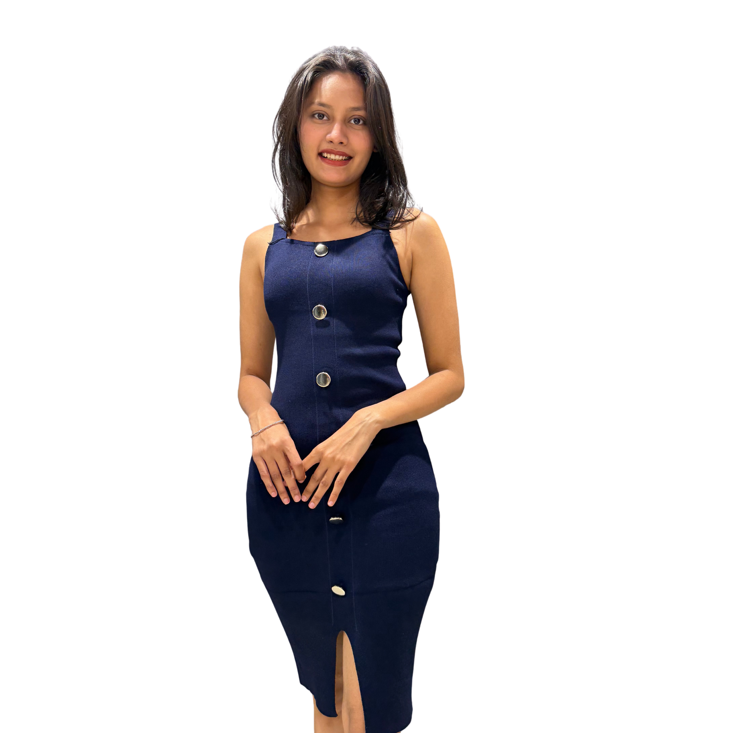 Elegant Midi Dress with Slit