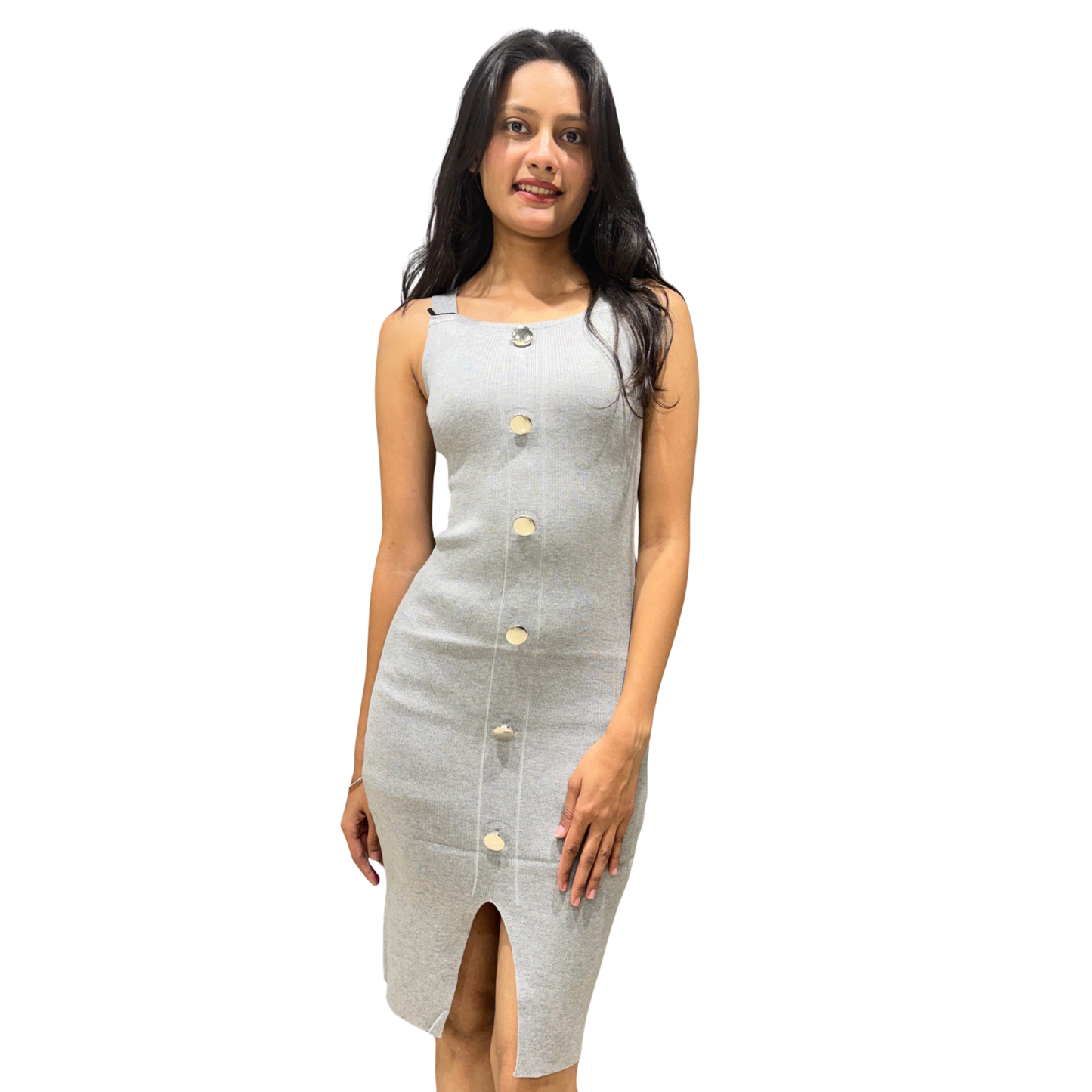 Elegant Midi Dress with Slit