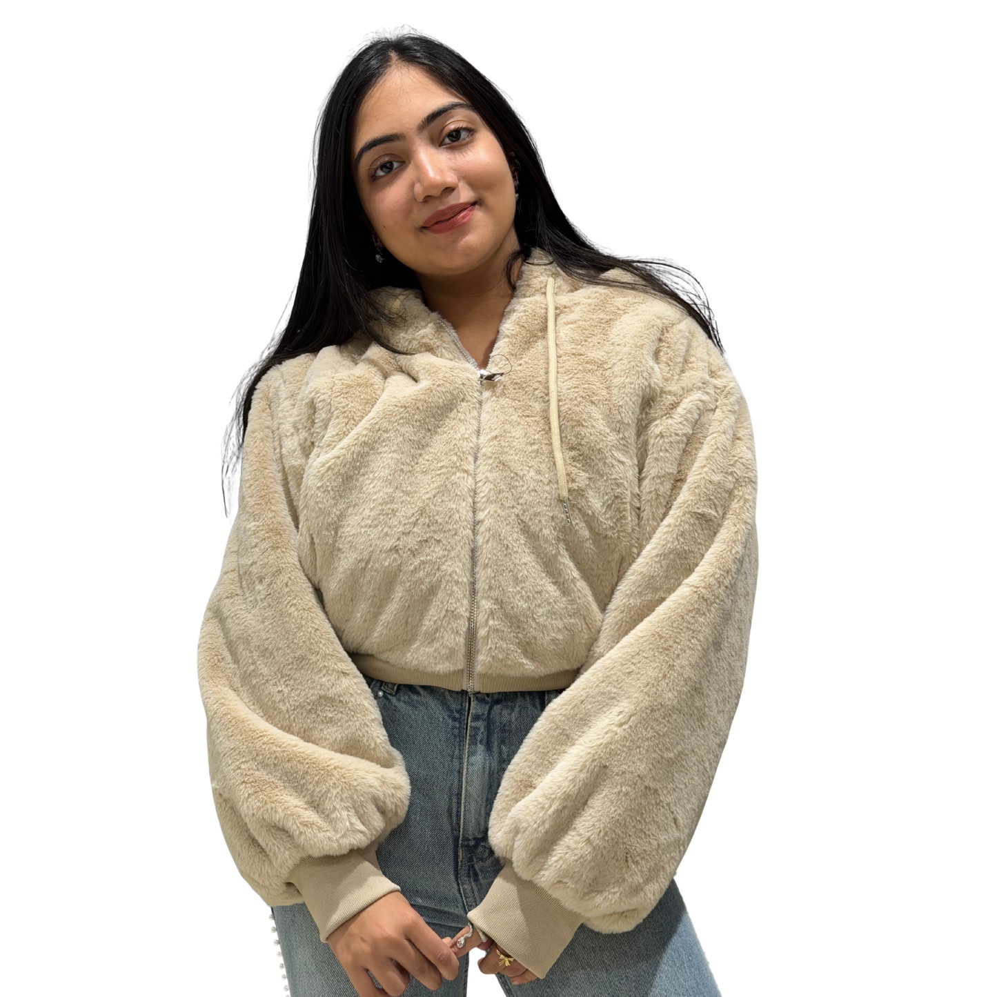 Cozy Teddy Fur Hoodie – Oversized Winter Zip-Up Jacket