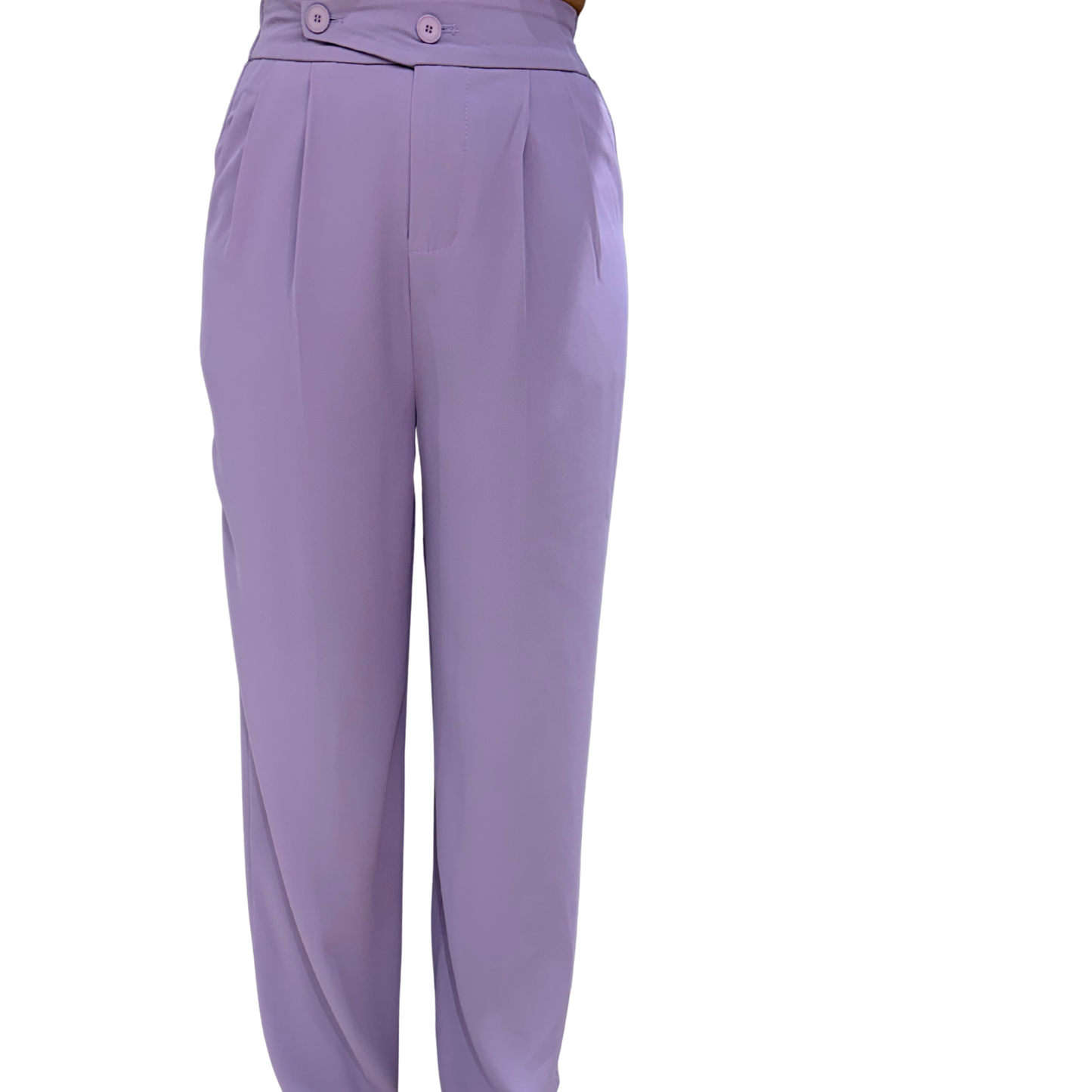 LavishFold™ Women’s High-Waist Double-Button Pleated Trousers – Lavender